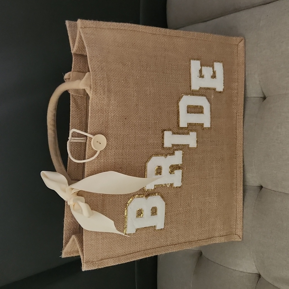 "Bride" Burlap Tote Bag